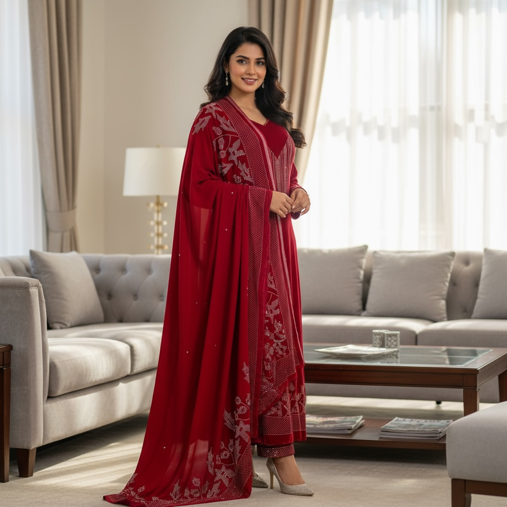 👑 Range Anabiya's AN-700: Regal Handcrafted Velvet Couture 👑